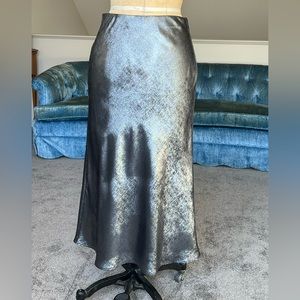 Loft silver metallic midi skirt